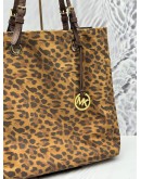 MICHAEL KORS TOTE SHOULDER BAG IN BROWN LEOPARD PRINT LEATHER