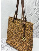 MICHAEL KORS TOTE SHOULDER BAG IN BROWN LEOPARD PRINT LEATHER