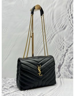 (LIKE NEW) YSL SAINT LAURENT SMALL LOULOU SHOULDER BAG IN BLACK LEATHER