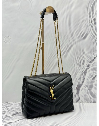 (LIKE NEW) YSL SAINT LAURENT SMALL LOULOU SHOULDER BAG IN BLACK LEATHER