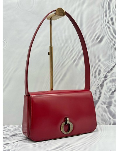 CHRISTIAN DIOR VINTAGE FLAP SHOULDER BAG IN RED LEATHER