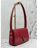 CHRISTIAN DIOR VINTAGE FLAP SHOULDER BAG IN RED LEATHER