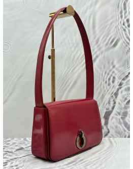 CHRISTIAN DIOR VINTAGE FLAP SHOULDER BAG IN RED LEATHER