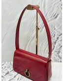 CHRISTIAN DIOR VINTAGE FLAP SHOULDER BAG IN RED LEATHER