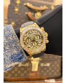 (LIKE NEW) 2015 ROLEX DAYTONA REF 116518 18K 750 YELLOW GOLD UPGRADE REF 116588TBR EYE OF THE TIGER DIAMOND DIAL 40MM AUTOMATIC WATCH
