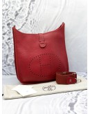 (UNUSED) HERMES EVELYNE III 29 SHOULDER AND CROSSBODY BAG IN ROUGE CASAQUE CLEMENCE LEATHER -FULL SET-