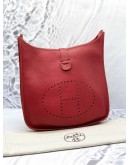 (UNUSED) HERMES EVELYNE III 29 SHOULDER AND CROSSBODY BAG IN ROUGE CASAQUE CLEMENCE LEATHER -FULL SET-