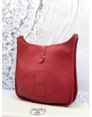 (UNUSED) HERMES EVELYNE III 29 SHOULDER AND CROSSBODY BAG IN ROUGE CASAQUE CLEMENCE LEATHER -FULL SET-