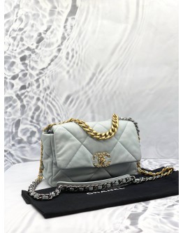 (LIKE NEW) 2023 CHANEL 19 LIGHT BLUE FLAP BAG MICROCHIP