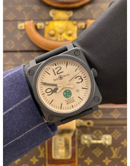 (BRAND NEW) 2023 BELL & ROSS WILDLIFE WARRIORS BR 03-92 LIMITED EDITION TO 25 PIECES CERAMIC REF BR0392-WLW-CE/SCA BROWN DIAL 42MM AUTOMATIC WATCH -FULL SET-