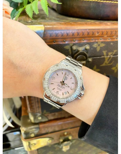 2014 TAG HEUER FORMULA 1 LADY REF WAC1216 DIAMOND BEZEL PINK MOTHER OF PEARL DIAL 35MM QUARTZ WATCH -FULL SET-