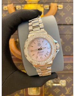2014 TAG HEUER FORMULA 1 LADY REF WAC1216 DIAMOND BEZEL PINK MOTHER OF PEARL DIAL 35MM QUARTZ WATCH -FULL SET-