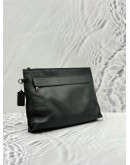 COACH POUCH IN BLACK PEBBLED LEATHER