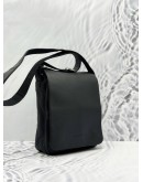 LONGCHAMP FLAP MESSENGER BAG IN BLACK PEBBLED LEATHER