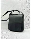 LONGCHAMP FLAP MESSENGER BAG IN BLACK PEBBLED LEATHER