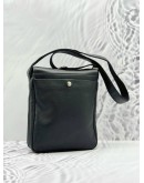 LONGCHAMP FLAP MESSENGER BAG IN BLACK PEBBLED LEATHER