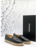 CHANEL LAMBSKIN CC ESPADRILLES IN BLACK SIZE 38 