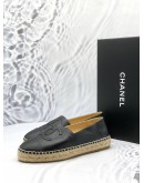 CHANEL LAMBSKIN CC ESPADRILLES IN BLACK SIZE 38 