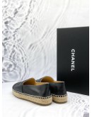 CHANEL LAMBSKIN CC ESPADRILLES IN BLACK SIZE 38 