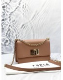 (LIKE NEW) FURLA 1927 CROSSBODY IVY PINK TEXTURED LEATHER WOMAN 