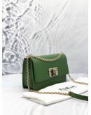 (LIKE NEW) FURLA 1927 CROSSBODY IVY GREEN TEXTURED LEATHER WOMAN 
