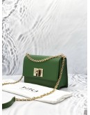(LIKE NEW) FURLA 1927 CROSSBODY IVY GREEN TEXTURED LEATHER WOMAN 