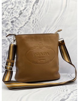 PRADA VITELLO PHENIX LOGO BUCKET MESSENGER CROSSBODY BAG 
