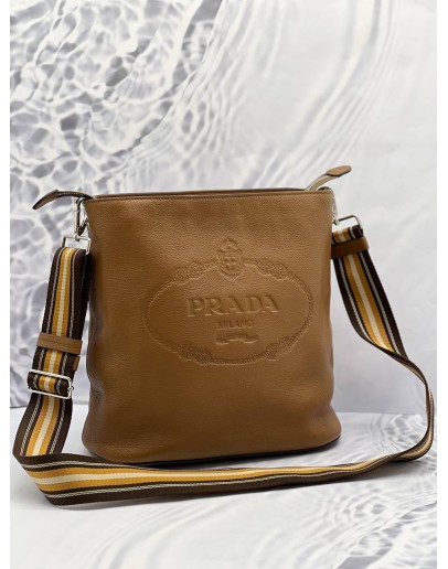 PRADA VITELLO PHENIX LOGO BUCKET MESSENGER CROSSBODY BAG 