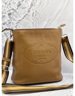 PRADA VITELLO PHENIX LOGO BUCKET MESSENGER CROSSBODY BAG 