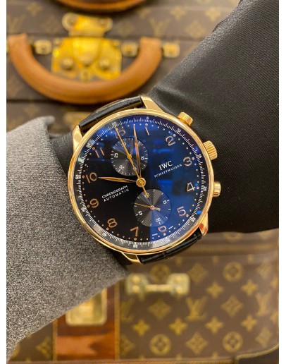 (LIKE NEW) 2018 IWC PORTUGESE CHRONOGRAPH REF IW371415 18K 750 YELLOW GOLD 40MM AUTOMATIC WATCH -FULL SET-