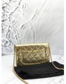(LIKE NEW) CHANEL WALLET ON CHAIN IN METALLIC GOLD HAMMERED CALFSKIN LEATHER