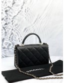 (UNUSED) MICROCHIP 2024 CHANEL SMALL COCO TOP HANDLE AND CROSSBODY BAG IN BLACK CAVIAR LEATHER - FULL SET-