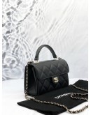 (UNUSED) MICROCHIP 2024 CHANEL SMALL COCO TOP HANDLE AND CROSSBODY BAG IN BLACK CAVIAR LEATHER - FULL SET-
