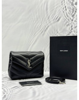 (UNUSED) 2020 YSL SAINT LAURENT LOULOU TOY CROSSBODY BAG IN BLACK CALFSKIN LEATHER -FULL SET-