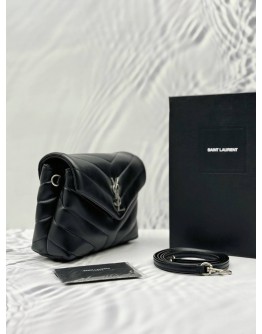 (UNUSED) 2020 YSL SAINT LAURENT LOULOU TOY CROSSBODY BAG IN BLACK CALFSKIN LEATHER -FULL SET-