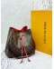 2018 LOUIS VUITTON NEONOE MM SHOULDER BAG IN BROWN MONOGRAM CANVAS AND RED CALFSKIN LEATHER