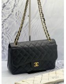 (MERDEKA SALE) CHANEL CLASSIC JUMBO CAVIAR DOUBLE FLAP BAG WITH GOLD HARDWARE 