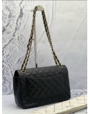 (MERDEKA SALE) CHANEL CLASSIC JUMBO CAVIAR DOUBLE FLAP BAG WITH GOLD HARDWARE 