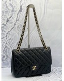 (MERDEKA SALE) CHANEL CLASSIC JUMBO SIZE DOUBLE FLAP BAG WITH GOLD HARDWARE SERIAL NUMBER 28 