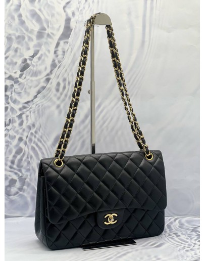 (MERDEKA SALE) CHANEL CLASSIC JUMBO SIZE DOUBLE FLAP BAG WITH GOLD HARDWARE SERIAL NUMBER 28 