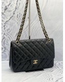 (MERDEKA SALE) CHANEL CLASSIC JUMBO SIZE DOUBLE FLAP BAG WITH GOLD HARDWARE SERIAL NUMBER 28 