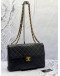 (MERDEKA SALE) CHANEL VINTAGE JUMBO SIGNLE FLAP BLACK LAMBSKIN LEATHER GOLD HARDWARE CHAIN SHOULDER BAG