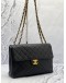 (MERDEKA SALE) CHANEL VINTAGE JUMBO SIGNLE FLAP BLACK LAMBSKIN LEATHER GOLD HARDWARE CHAIN SHOULDER BAG