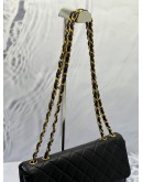 (MERDEKA SALE) CHANEL VINTAGE JUMBO SIGNLE FLAP BLACK LAMBSKIN LEATHER GOLD HARDWARE CHAIN SHOULDER BAG