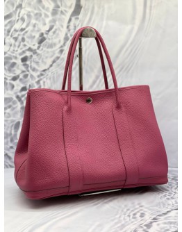 (LIKE NEW) 2013 HERMES GARDEN PARTY 36 SHOULDER BAG IN ROSE POURPRE NEGONDA LEATHER 