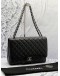 CHANEL CLASSIC MAXI BLACK CAVIAR LEATHER DOUBLE FLAP BAG WITH CHAIN SILVER HARDWARE -FULL SET-