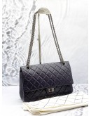 CHANEL REISSUE 27 DOUBLE FLAP BAG ON DARK PURPLE AGED CALFSKIN LEATHER