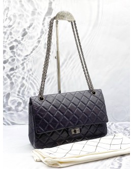 CHANEL REISSUE 27 DOUBLE FLAP BAG ON DARK PURPLE AGED CALFSKIN LEATHER