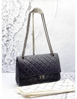 CHANEL REISSUE 27 DOUBLE FLAP BAG ON DARK PURPLE AGED CALFSKIN LEATHER