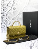 (UNUSED) CHANEL SMALL TOP HANDLE IN LAMBSKIN LEATHER -FULL SET-